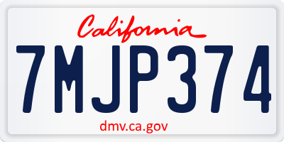 CA license plate 7MJP374