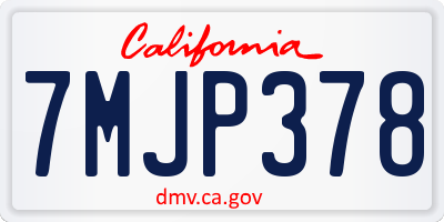 CA license plate 7MJP378