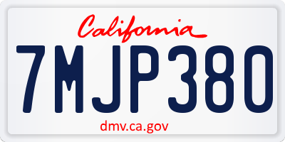 CA license plate 7MJP380