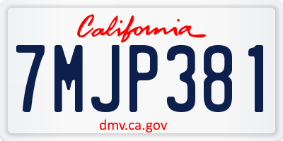 CA license plate 7MJP381