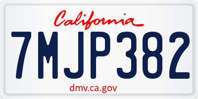 CA license plate 7MJP382