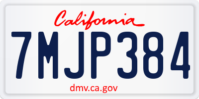 CA license plate 7MJP384