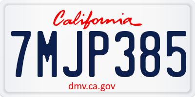 CA license plate 7MJP385