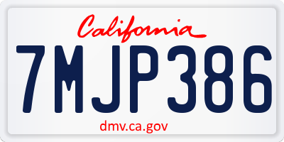 CA license plate 7MJP386