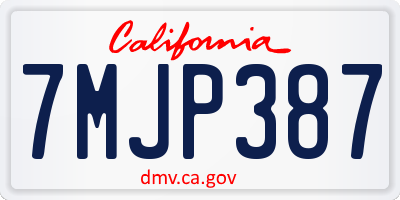 CA license plate 7MJP387