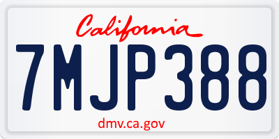 CA license plate 7MJP388