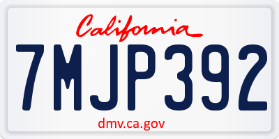 CA license plate 7MJP392