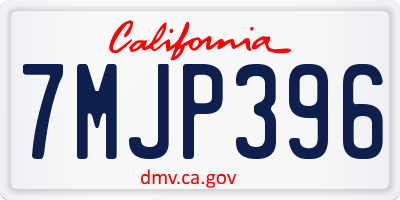 CA license plate 7MJP396