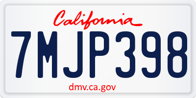 CA license plate 7MJP398