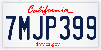 CA license plate 7MJP399