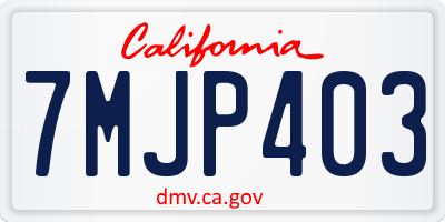 CA license plate 7MJP403