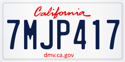 CA license plate 7MJP417