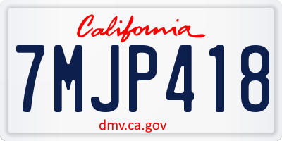 CA license plate 7MJP418