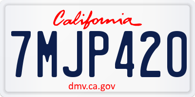 CA license plate 7MJP420