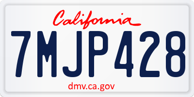 CA license plate 7MJP428