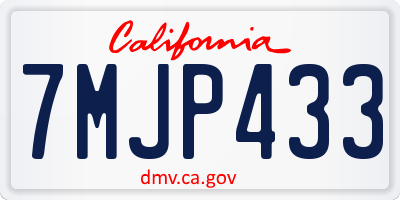 CA license plate 7MJP433