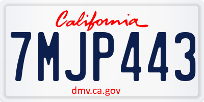 CA license plate 7MJP443