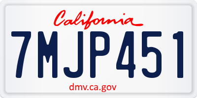 CA license plate 7MJP451