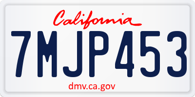 CA license plate 7MJP453