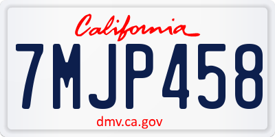 CA license plate 7MJP458