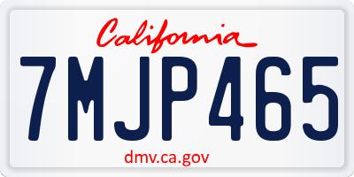 CA license plate 7MJP465