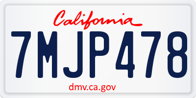 CA license plate 7MJP478