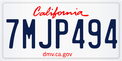 CA license plate 7MJP494