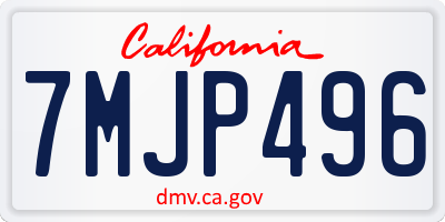 CA license plate 7MJP496