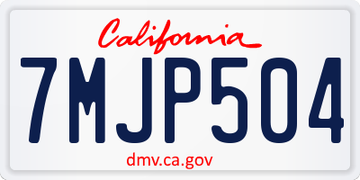 CA license plate 7MJP504