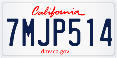 CA license plate 7MJP514