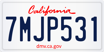 CA license plate 7MJP531