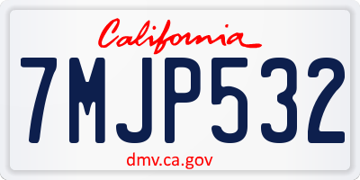 CA license plate 7MJP532