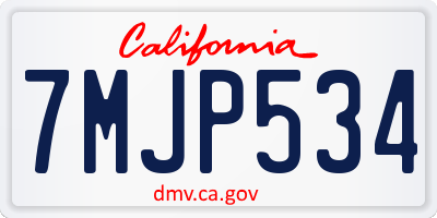 CA license plate 7MJP534