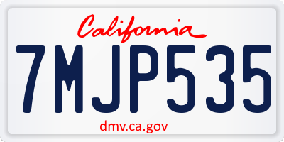 CA license plate 7MJP535