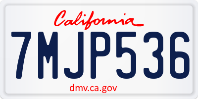 CA license plate 7MJP536