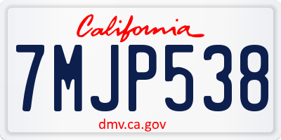 CA license plate 7MJP538