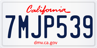 CA license plate 7MJP539