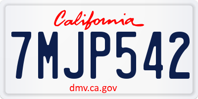 CA license plate 7MJP542