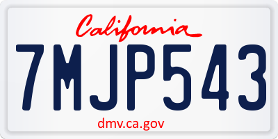 CA license plate 7MJP543