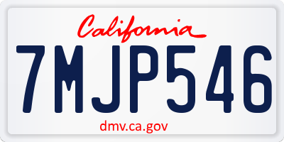 CA license plate 7MJP546