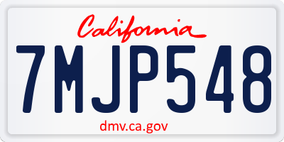 CA license plate 7MJP548