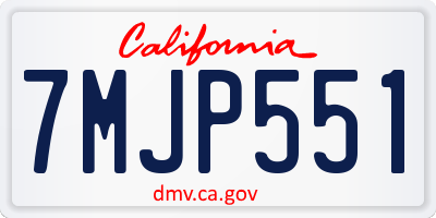 CA license plate 7MJP551