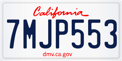 CA license plate 7MJP553