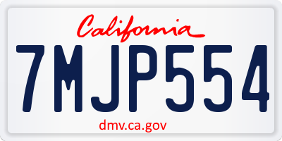 CA license plate 7MJP554