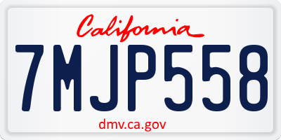 CA license plate 7MJP558