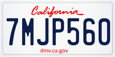 CA license plate 7MJP560