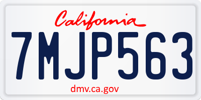 CA license plate 7MJP563