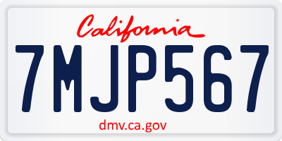 CA license plate 7MJP567