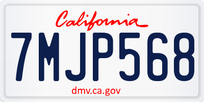 CA license plate 7MJP568