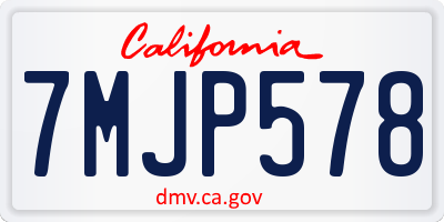 CA license plate 7MJP578